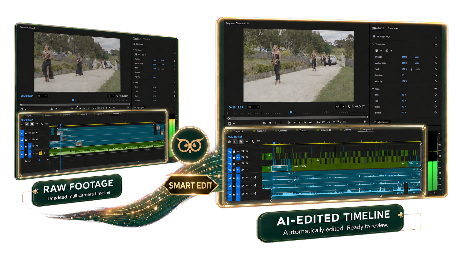 Raw footage becoming a prepared multicamera timeline